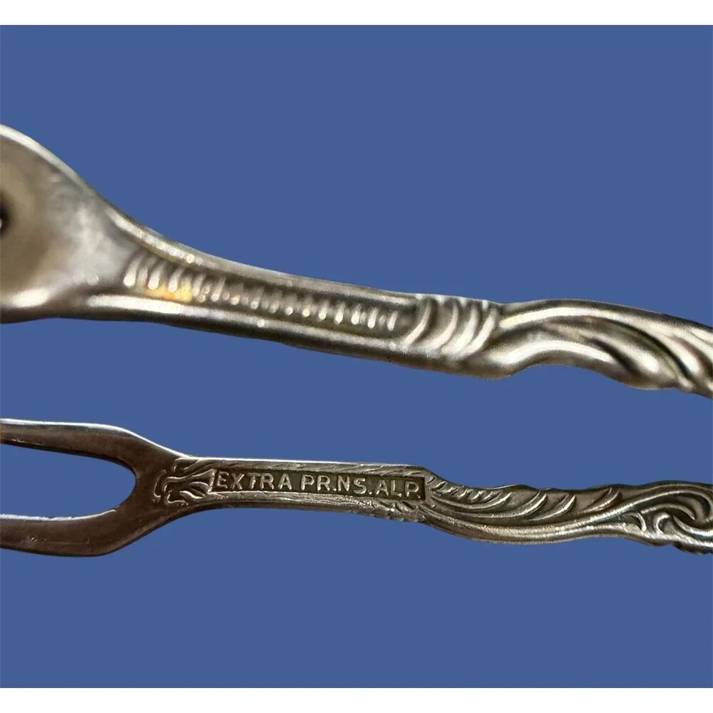 Nils Johan Sugar Tong Vintage Extra PRNS.ALP Silverplate Art Nouveau Sweden N1J4